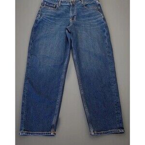 American Eagle Stretch Mom Jeans Womens Size 16 Straight Leg Classic Blue Jeans